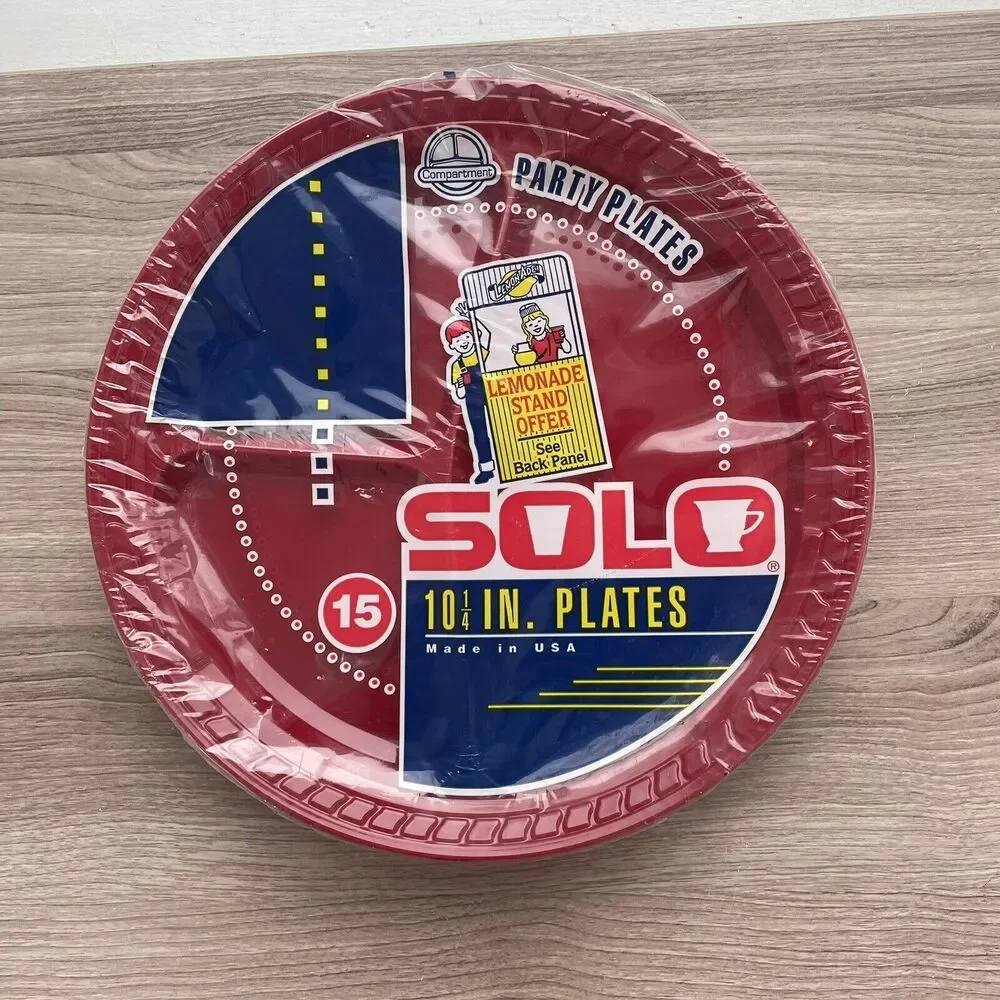 Solo Party Plates 3 Compartments Sealed 10 1/4 Inch 15 Plates Set Of 3